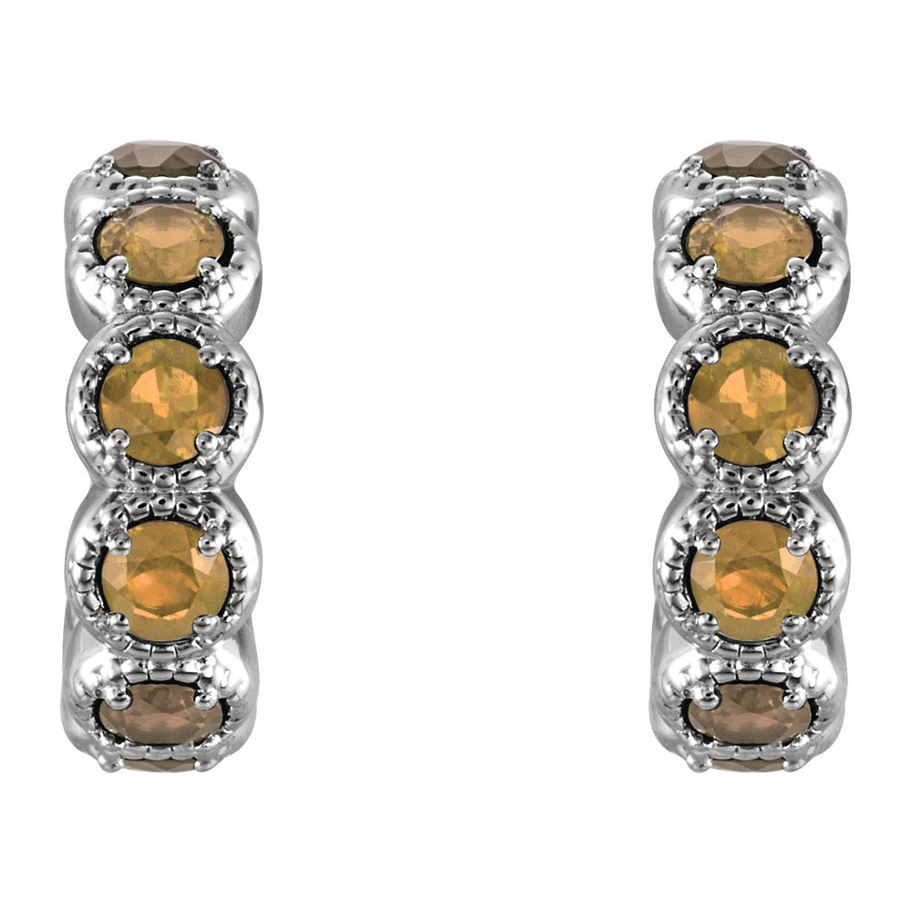 Alternate view of the 14K White Gold Citrine Small J Hoop Earrings, 4 x 12mm by The Black Bow Jewelry Co.