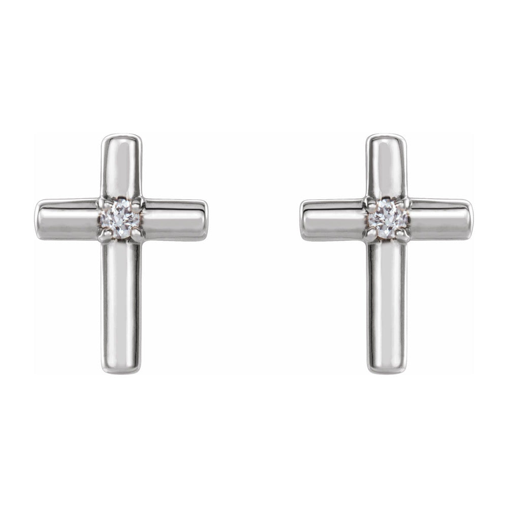 Alternate view of the 14K White Gold .01 CTW Diamond Cross Post Earrings, 5 x 7mm by The Black Bow Jewelry Co.