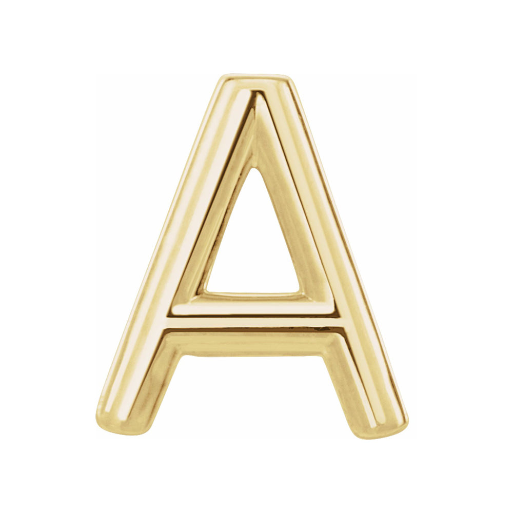 Single, 14k Yellow Gold Initial A-Z Post Earring, 8mm, Item E18498 by The Black Bow Jewelry Co.