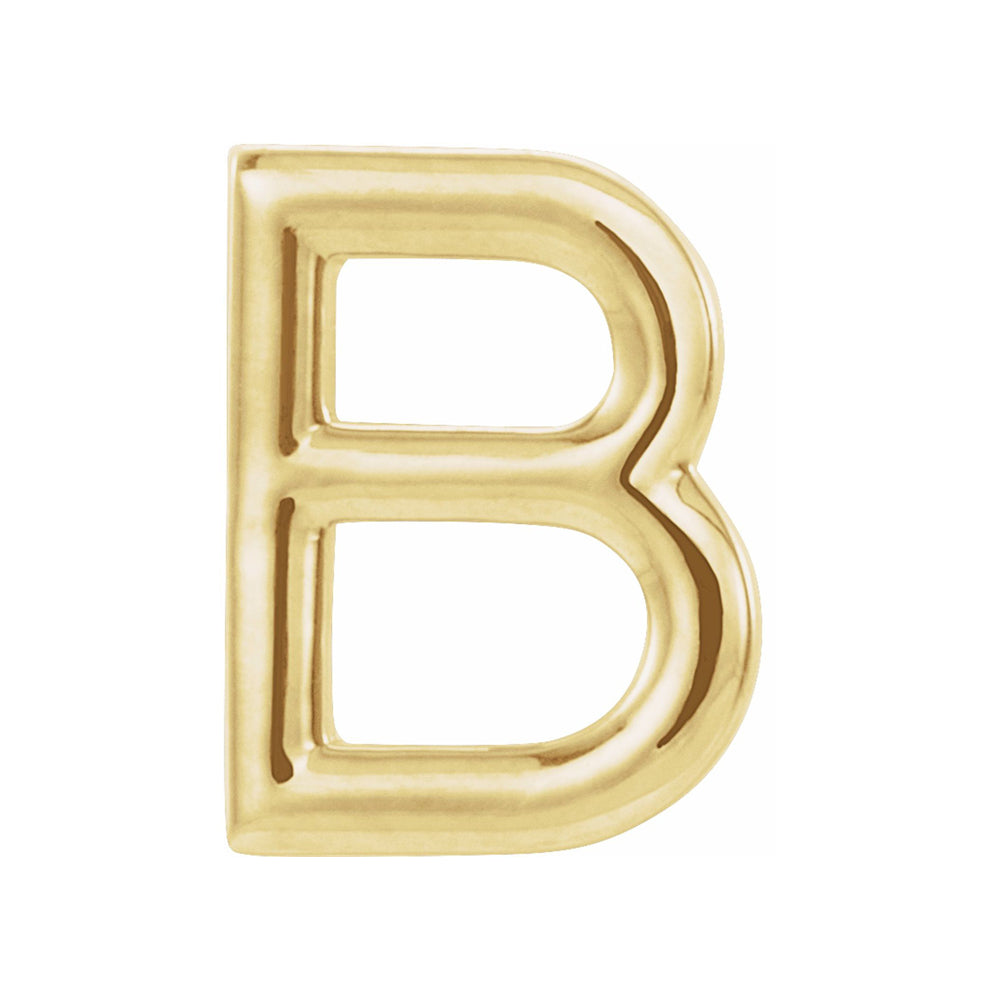 Single, 14k Yellow Gold Initial B Post Earring, 6 x 8mm, Item E18498-B by The Black Bow Jewelry Co.