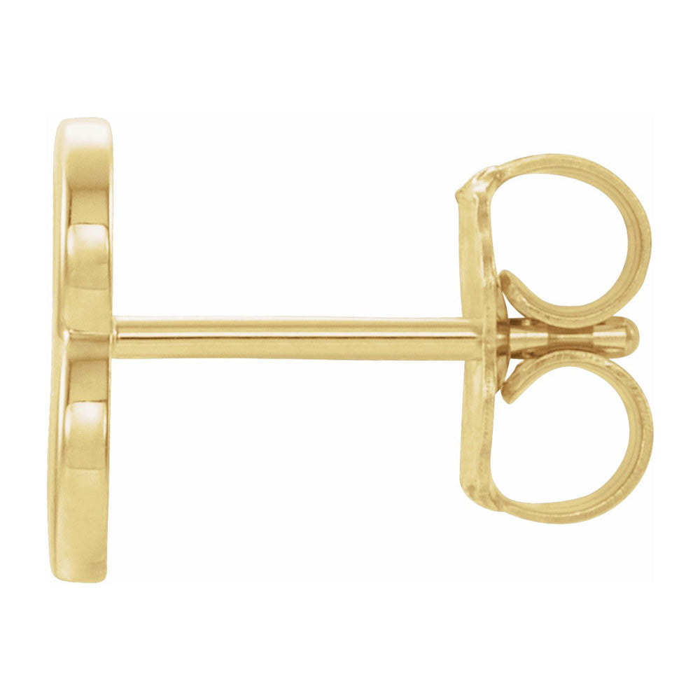Alternate view of the Single, 14k Yellow Gold Initial B Post Earring, 6 x 8mm by The Black Bow Jewelry Co.