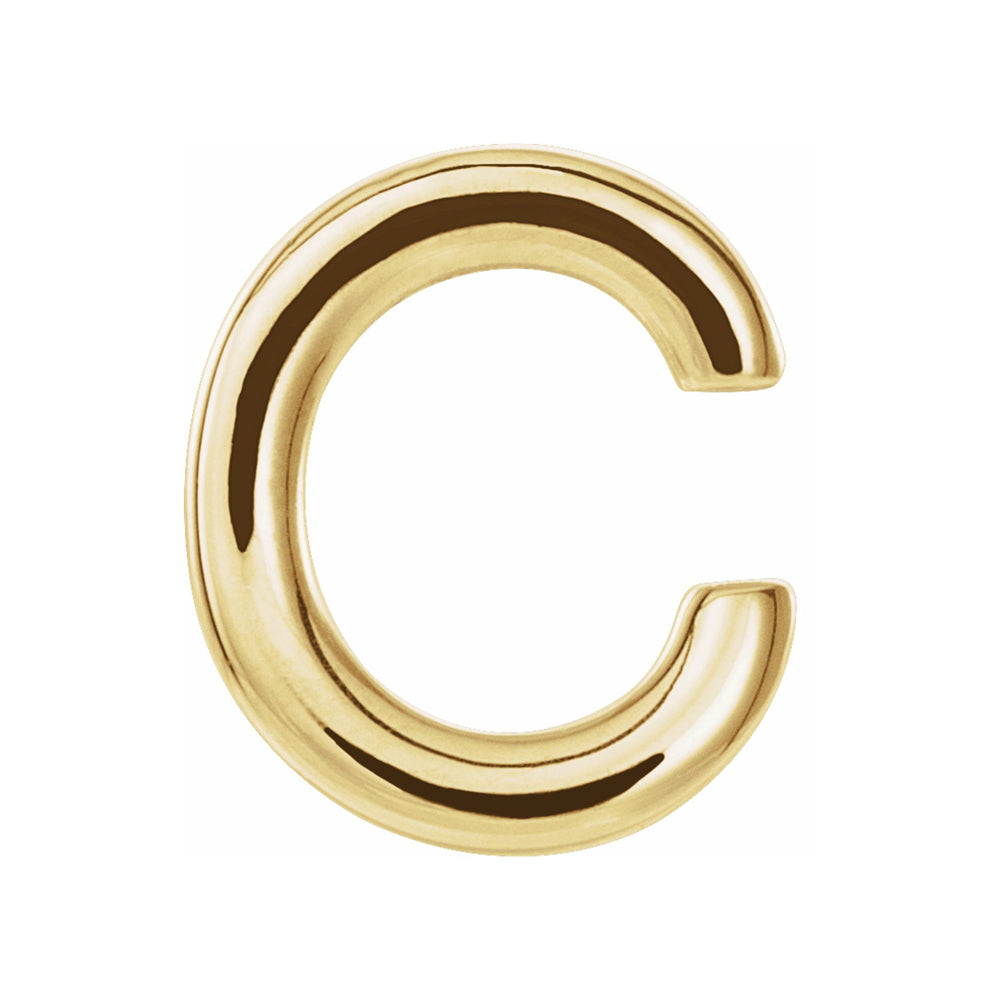 Single, 14k Yellow Gold Initial C Post Earring, 7 x 8mm, Item E18498-C by The Black Bow Jewelry Co.