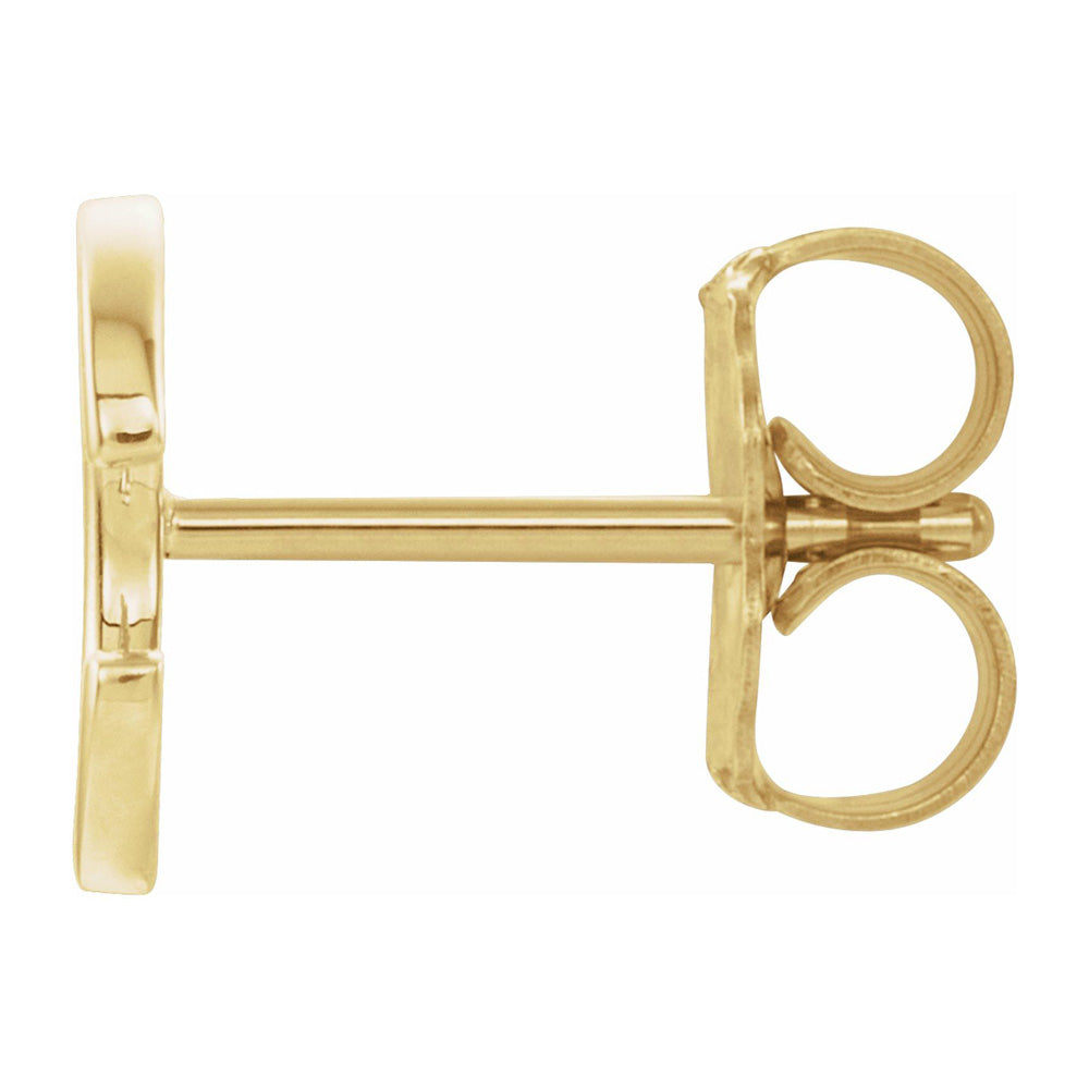 Alternate view of the Single, 14k Yellow Gold Initial C Post Earring, 7 x 8mm by The Black Bow Jewelry Co.