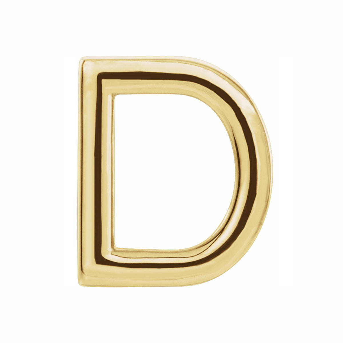 Single, 14k Yellow Gold Initial D Post Earring, 7 x 8mm, Item E18498-D by The Black Bow Jewelry Co.