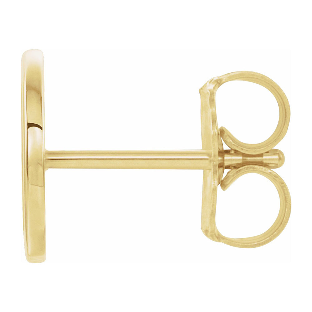 Alternate view of the Single, 14k Yellow Gold Initial D Post Earring, 7 x 8mm by The Black Bow Jewelry Co.