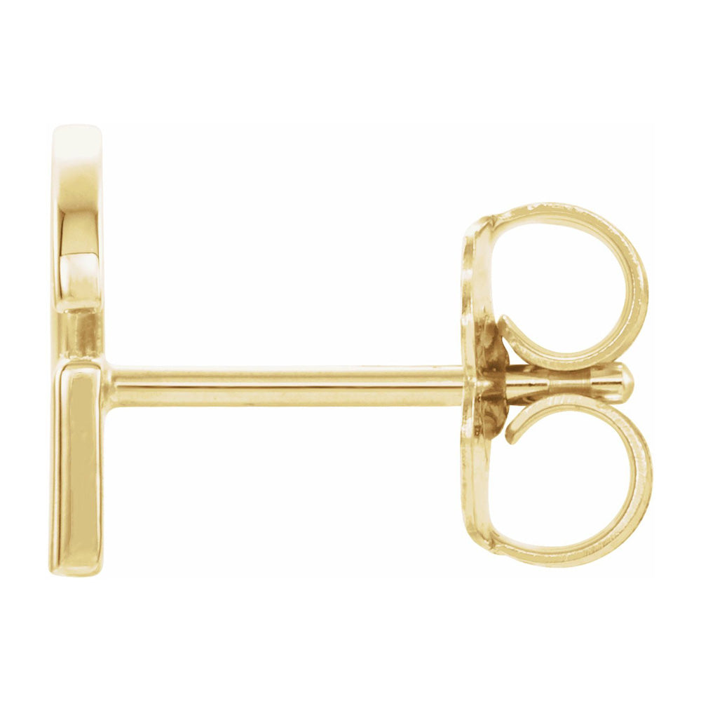 Alternate view of the Single, 14k Yellow Gold Initial G Post Earring, 7.5 x 8mm by The Black Bow Jewelry Co.