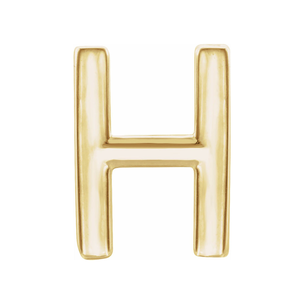Single, 14k Yellow Gold Initial H Post Earring, 6 x 8mm, Item E18498-H by The Black Bow Jewelry Co.