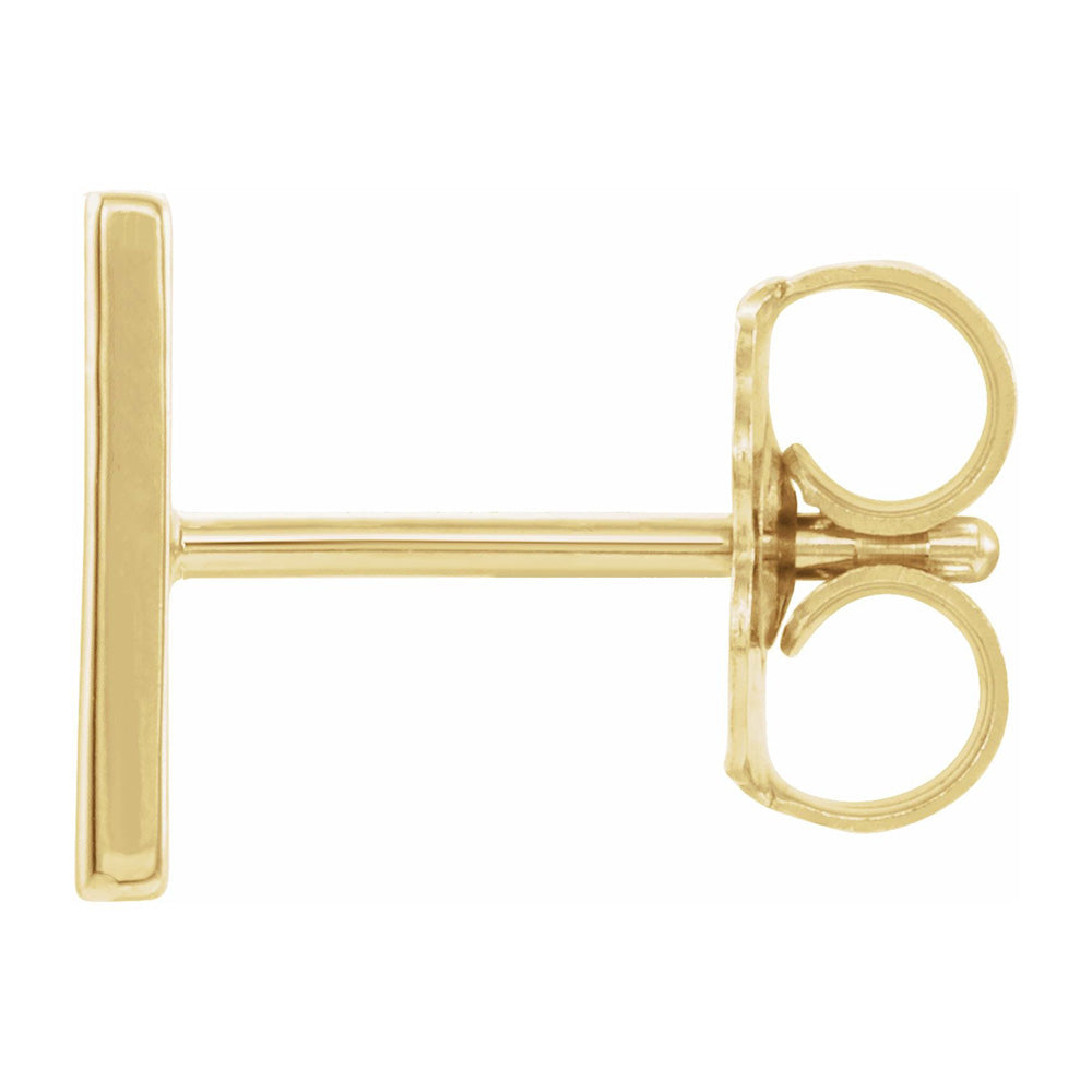 Alternate view of the Single, 14k Yellow Gold Initial H Post Earring, 6 x 8mm by The Black Bow Jewelry Co.