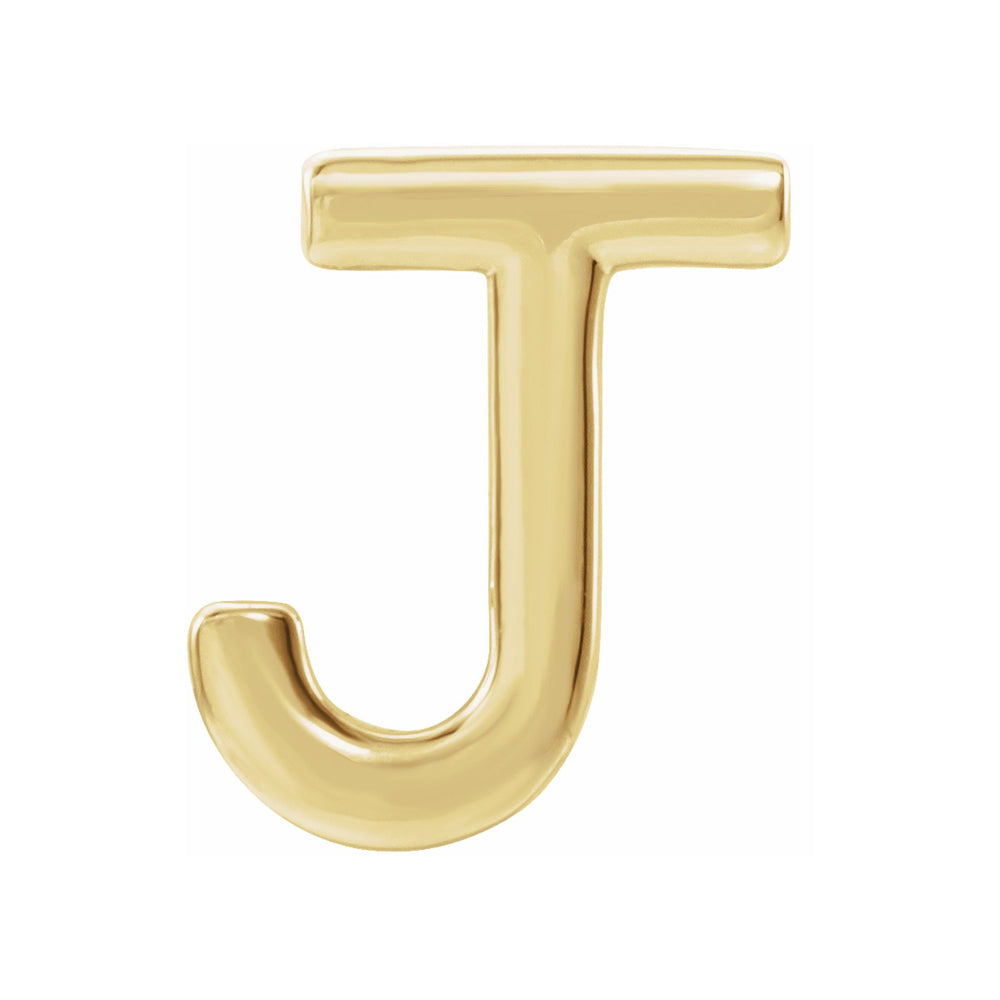 Single, 14k Yellow Gold Initial J Post Earring, 7 x 8mm, Item E18498-J by The Black Bow Jewelry Co.