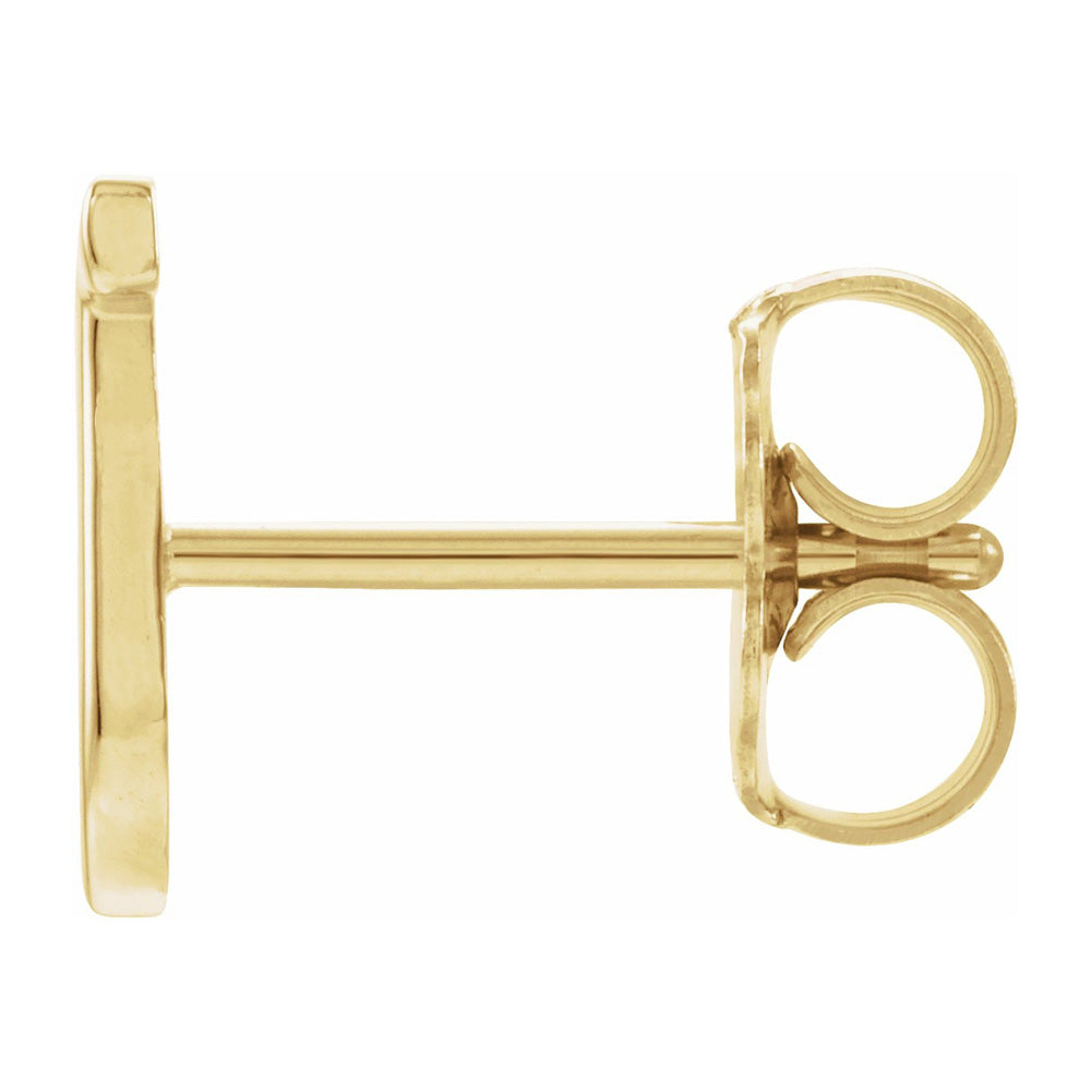 Alternate view of the Single, 14k Yellow Gold Initial J Post Earring, 7 x 8mm by The Black Bow Jewelry Co.