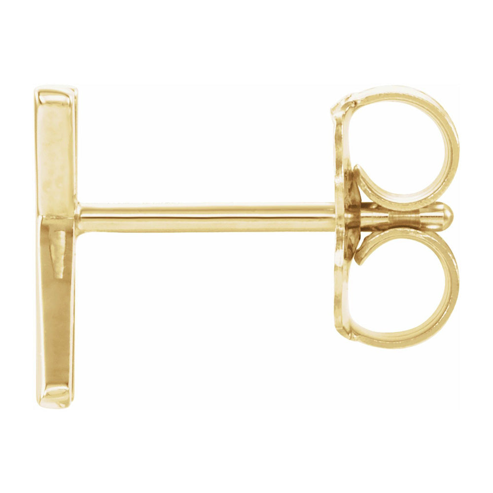 Alternate view of the Single, 14k Yellow Gold Initial K Post Earring, 6.25 x 8mm by The Black Bow Jewelry Co.
