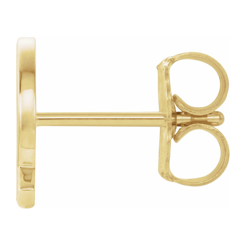 Alternate view of the Single, 14k Yellow Gold Initial Q Post Earring, 8 x 8mm by The Black Bow Jewelry Co.