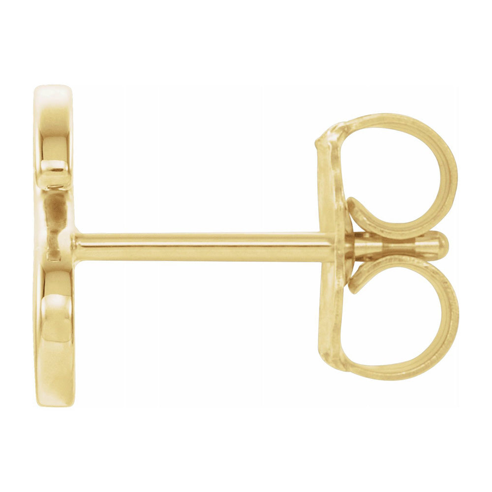 Alternate view of the Single, 14k Yellow Gold Initial S Post Earring, 6 x 8mm by The Black Bow Jewelry Co.