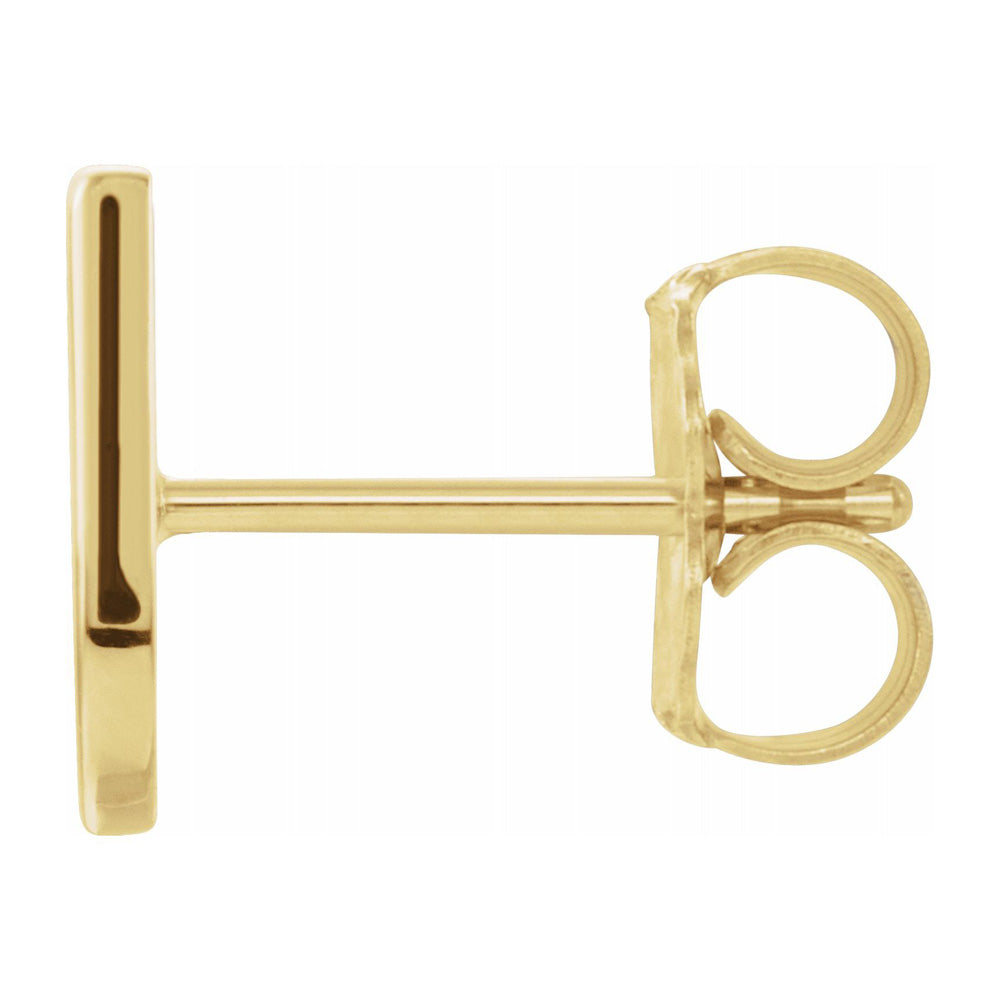 Alternate view of the Single, 14k Yellow Gold Initial U Post Earring, 6 x 8mm by The Black Bow Jewelry Co.