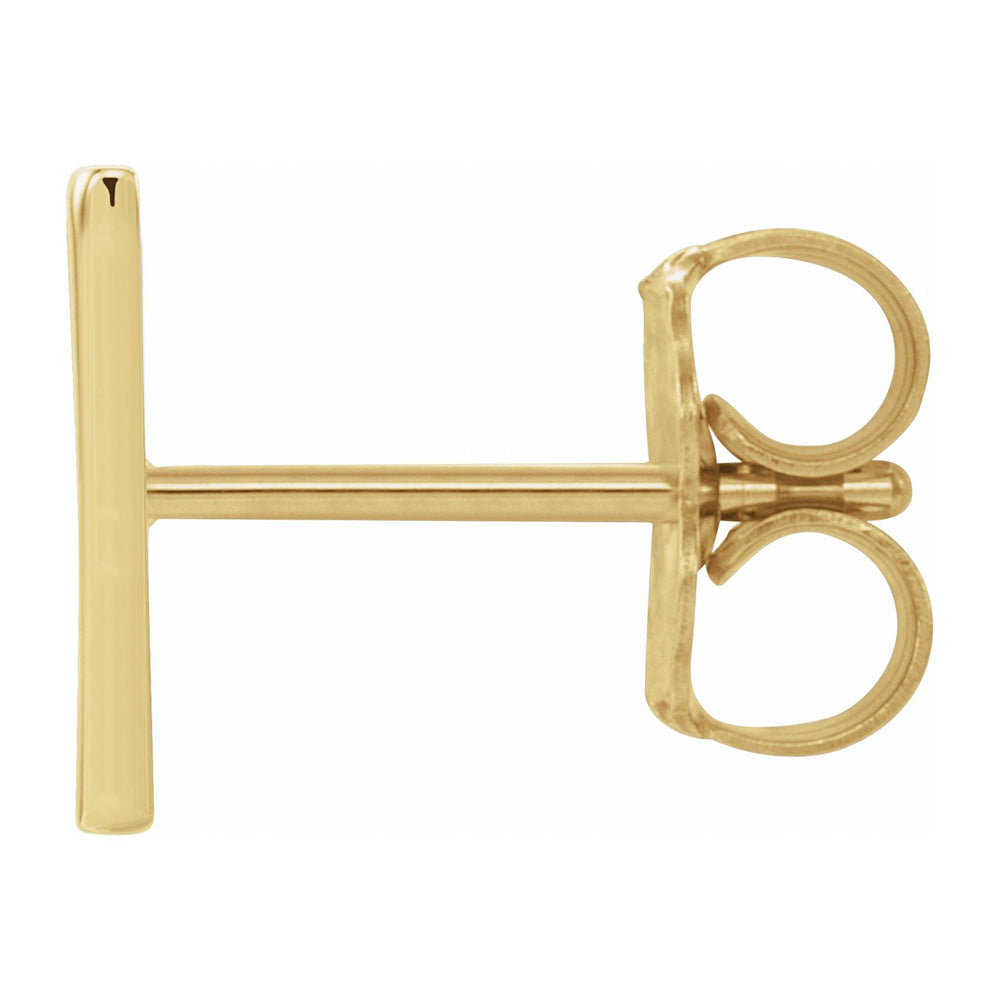 Alternate view of the Single, 14k Yellow Gold Initial V Post Earring, 6.5 x 8mm by The Black Bow Jewelry Co.