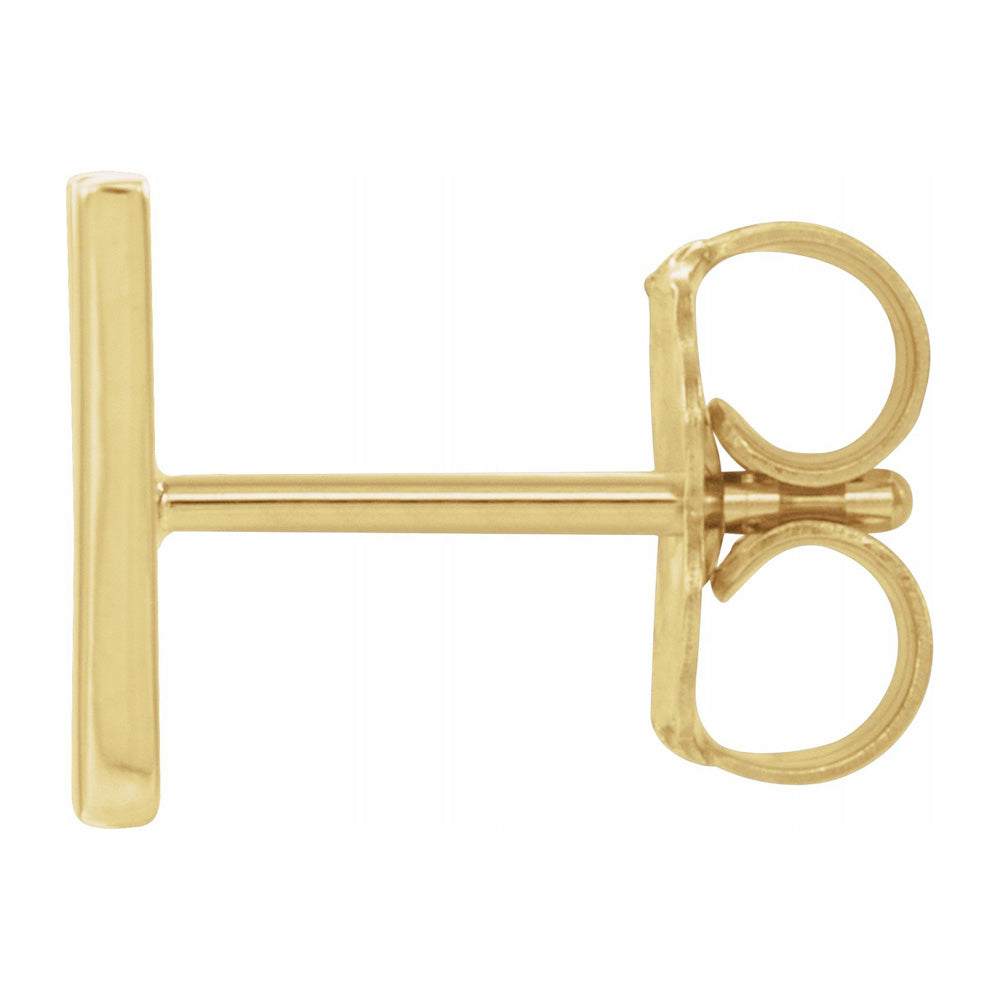 Alternate view of the Single, 14k Yellow Gold Initial W Post Earring, 9.5 x 8mm by The Black Bow Jewelry Co.