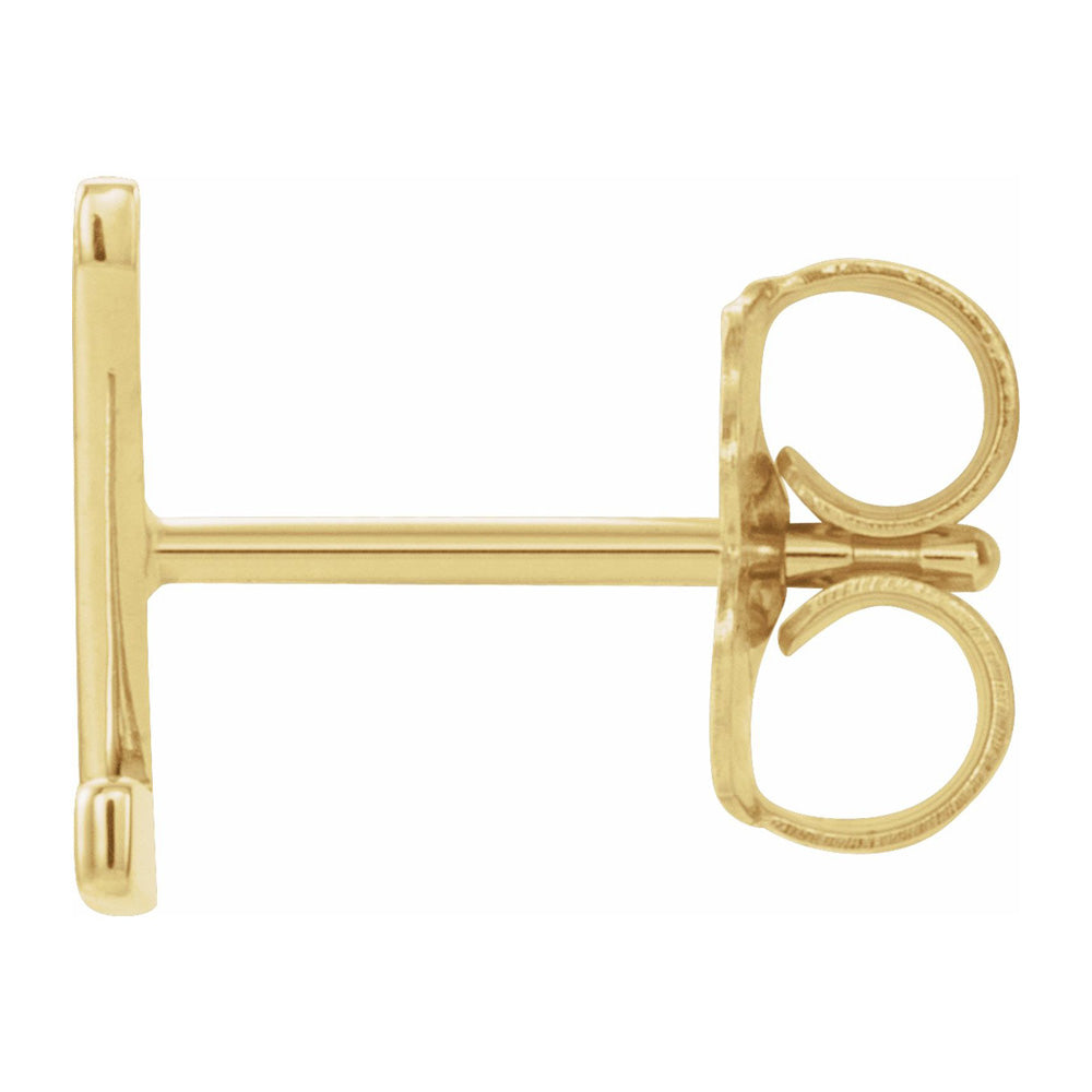 Alternate view of the Single, 14k Yellow Gold Initial Z Post Earring, 6.75 x 8mm by The Black Bow Jewelry Co.