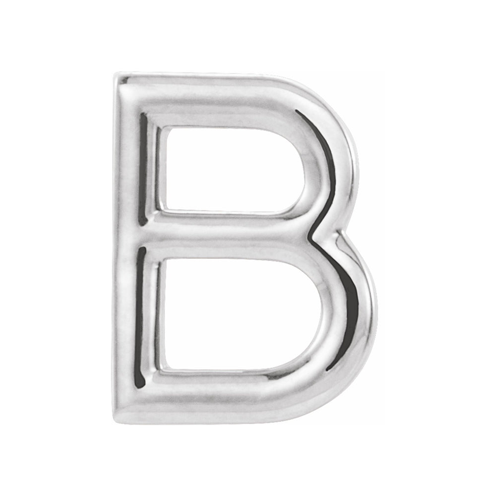 Alternate view of the Single, 14k White Gold Initial A-Z Post Earring, 8mm by The Black Bow Jewelry Co.