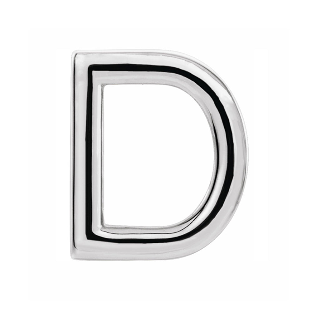 Single, 14k White Gold Initial D Post Earring, 7 x 8mm, Item E18499-D by The Black Bow Jewelry Co.