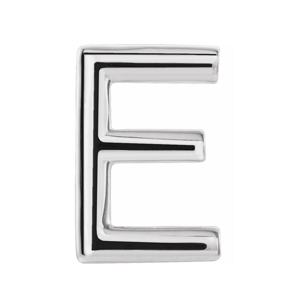 Single, 14k White Gold Initial E Post Earring, 5.25 x 8mm, Item E18499-E by The Black Bow Jewelry Co.