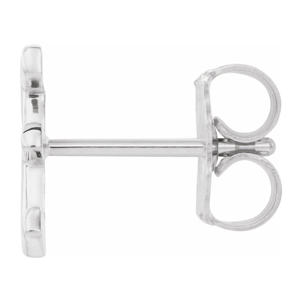 Alternate view of the Single, 14k White Gold Initial E Post Earring, 5.25 x 8mm by The Black Bow Jewelry Co.