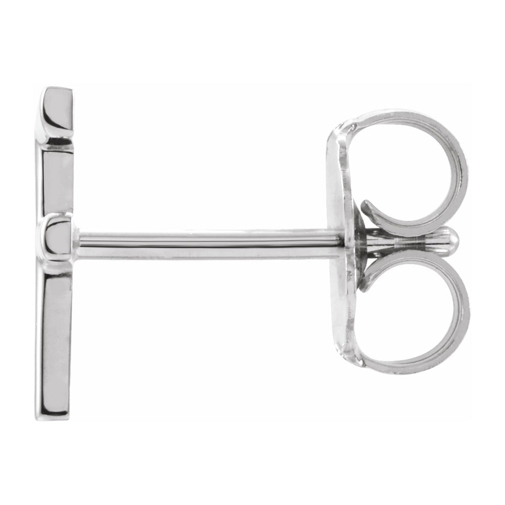Alternate view of the Single, 14k White Gold Initial F Post Earring, 5.25 x 8mm by The Black Bow Jewelry Co.