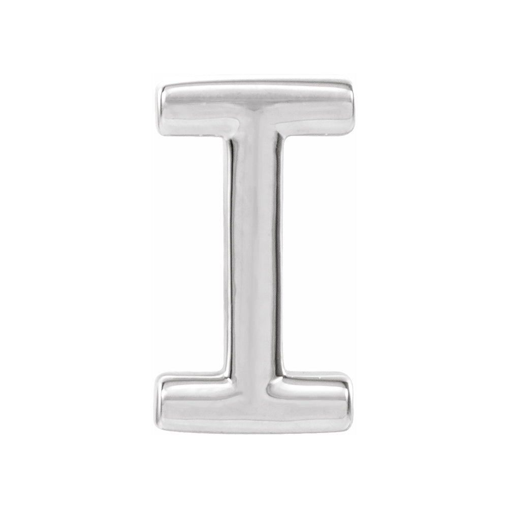 Single, 14k White Gold Initial I Post Earring, 4.5 x 8mm, Item E18499-I by The Black Bow Jewelry Co.