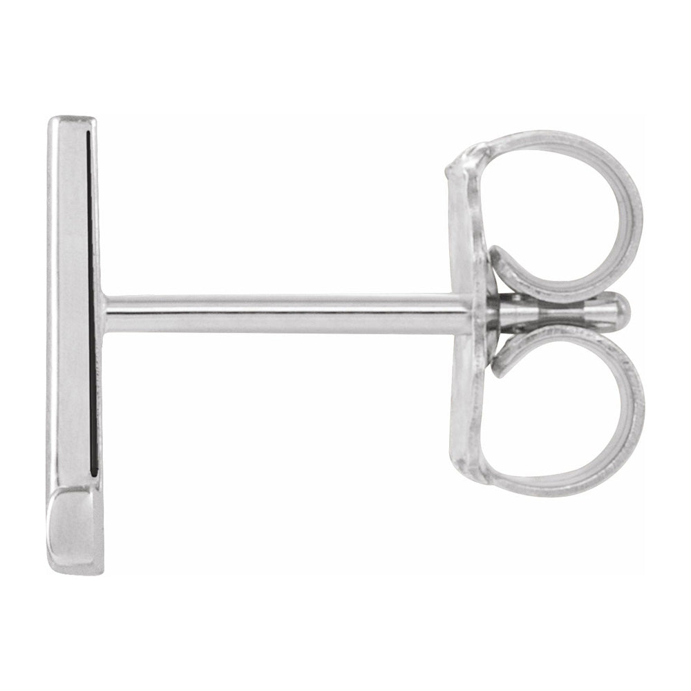 Alternate view of the Single, 14k White Gold Initial L Post Earring, 5.25 x 8mm by The Black Bow Jewelry Co.