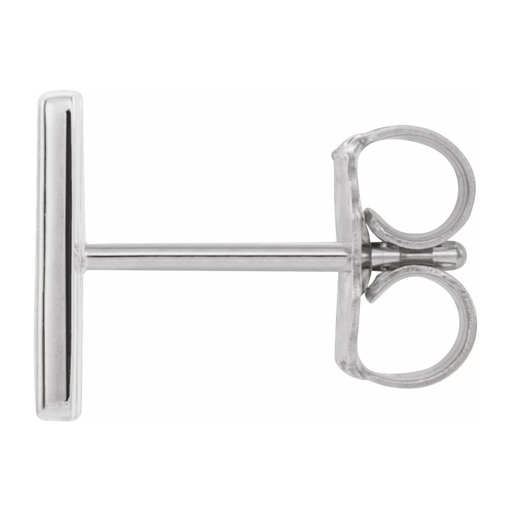 Alternate view of the Single, 14k White Gold Initial M Post Earring, 7.25 x 8mm by The Black Bow Jewelry Co.