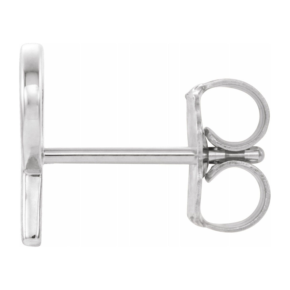 Alternate view of the Single, 14k White Gold Initial P Post Earring, 5.75 x 8mm by The Black Bow Jewelry Co.