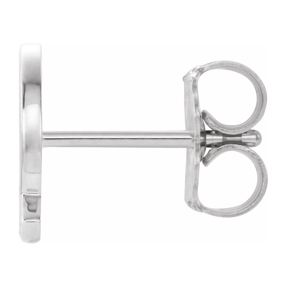 Alternate view of the Single, 14k White Gold Initial Q Post Earring, 8 x 8mm by The Black Bow Jewelry Co.