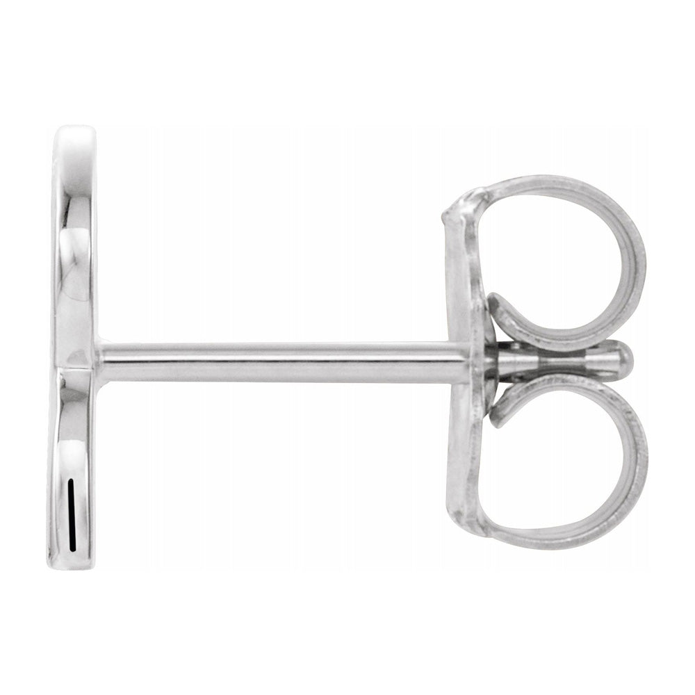 Alternate view of the Single, 14k White Gold Initial R Post Earring, 6.25 x 8mm by The Black Bow Jewelry Co.