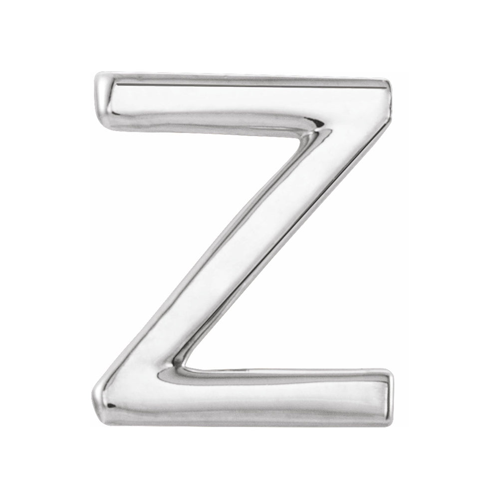 Single, 14k White Gold Initial Z Post Earring, 6.75 x 8mm, Item E18499-Z by The Black Bow Jewelry Co.