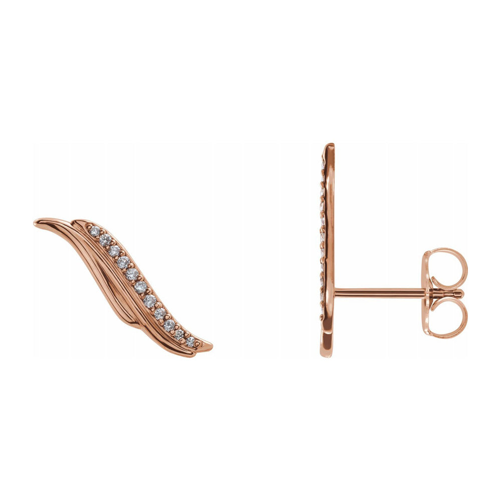 14K Yellow or Rose Gold .07 CTW Diamond Ear Climbers, 4mm x 16mm, Item E18503 by The Black Bow Jewelry Co.