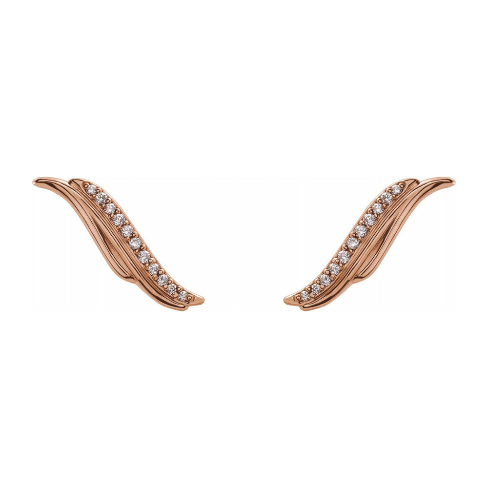 Alternate view of the 14K Rose Gold .07 CTW Diamond (I1, G-H) Ear Climbers, 4mm x 16mm by The Black Bow Jewelry Co.