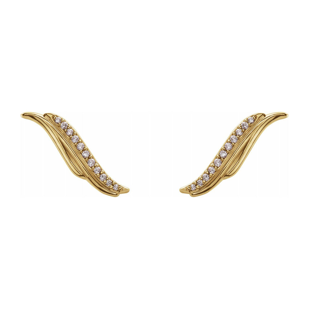 Alternate view of the 14K Yellow Gold .07 CTW Diamond (I1, G-H) Ear Climbers, 4mm x 16mm by The Black Bow Jewelry Co.