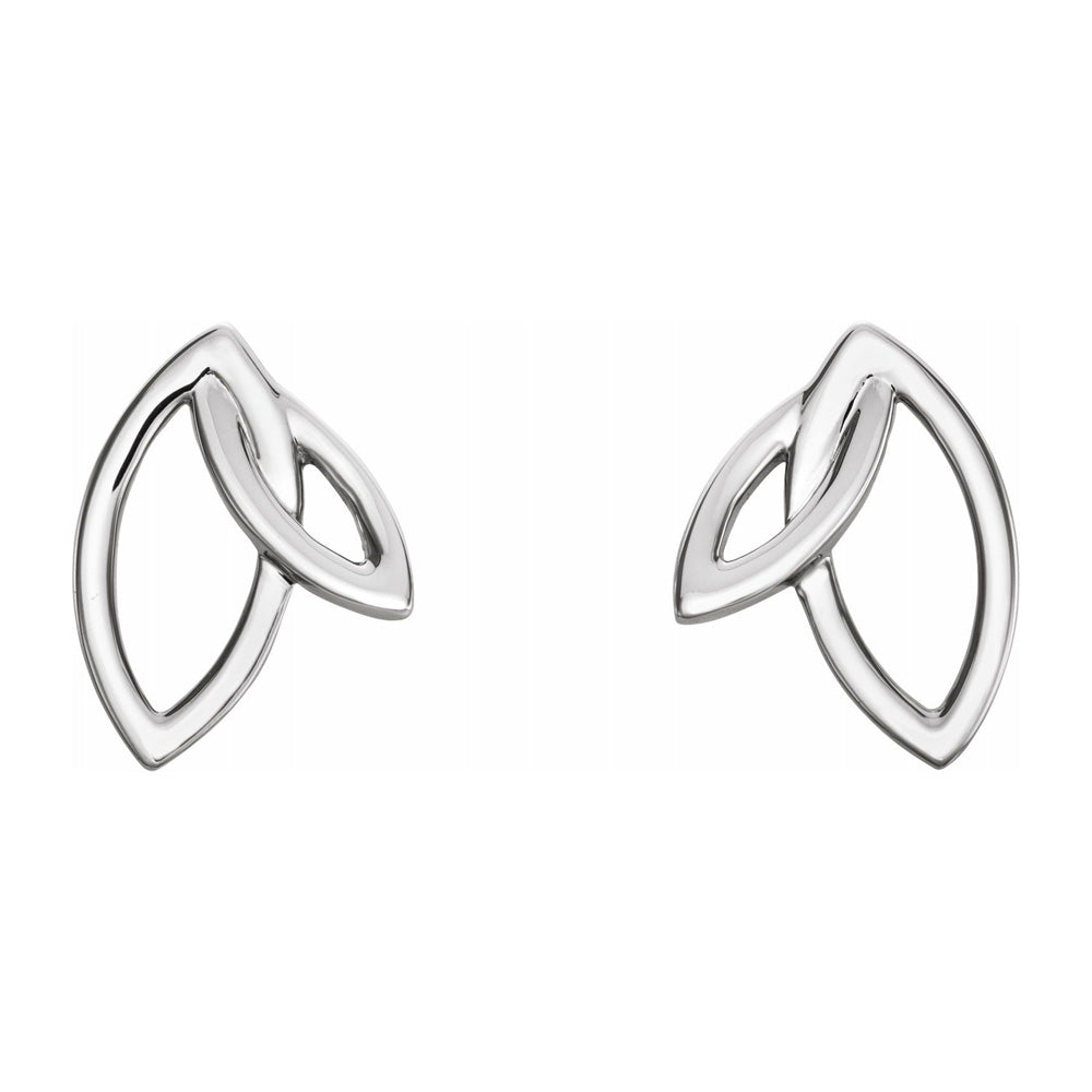 Alternate view of the 14K White Gold Double Leaf Post Earrings, 8.5 x 11.5mm by The Black Bow Jewelry Co.