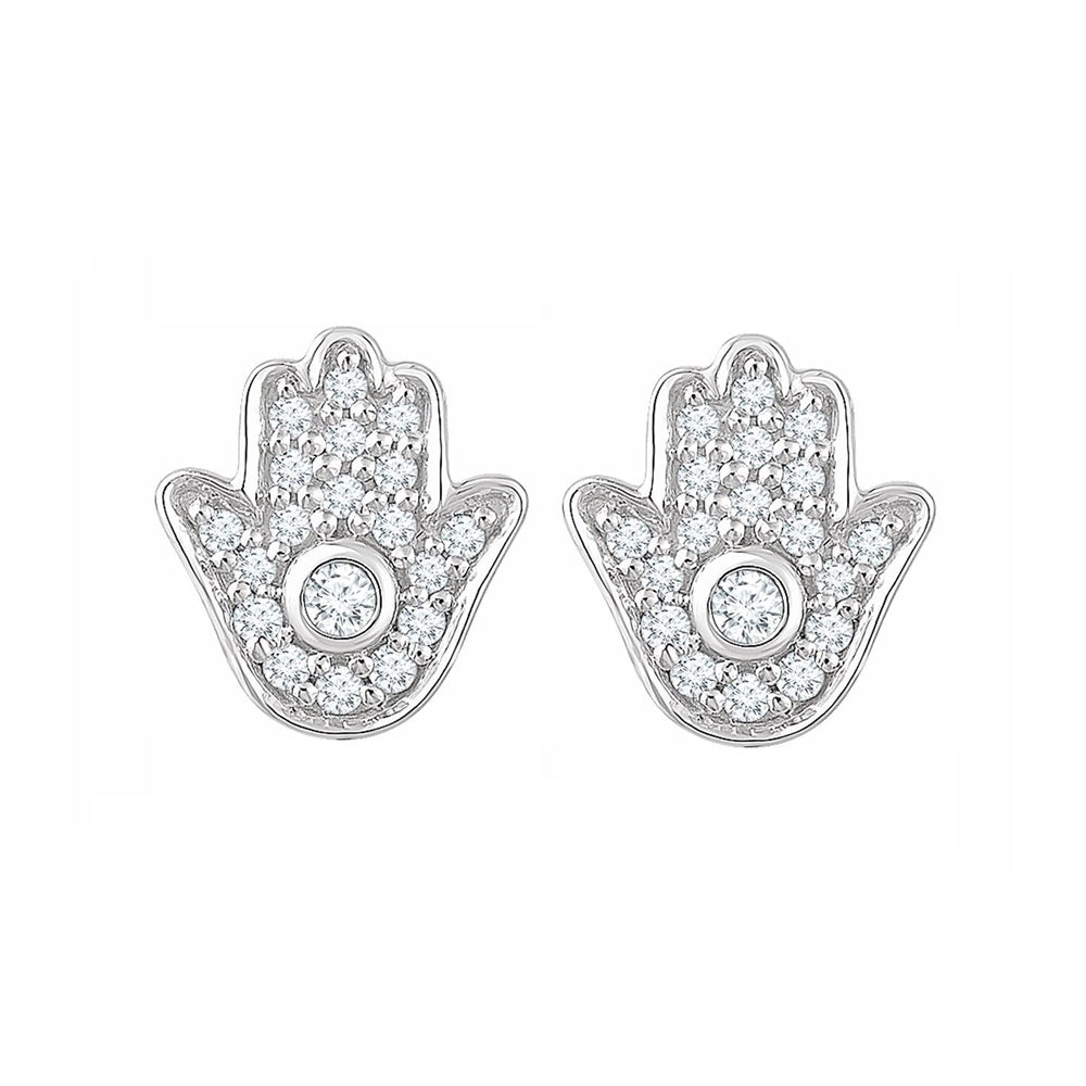 Alternate view of the 14K White Gold 1/5 CTW Diamond Hamsa Post Earrings, 8.5mm by The Black Bow Jewelry Co.