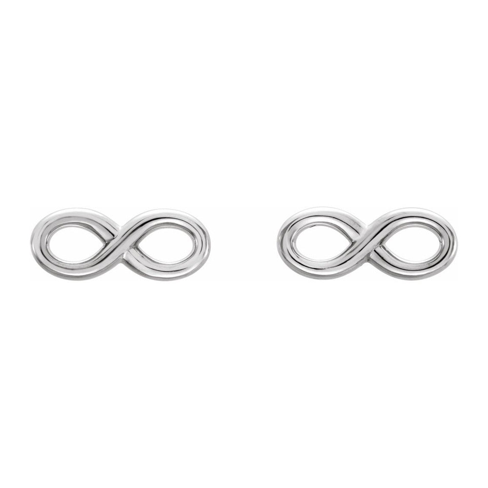 Alternate view of the 14K White Gold Infinity Inspired Post Earrings, 3.5 x 9.0mm by The Black Bow Jewelry Co.