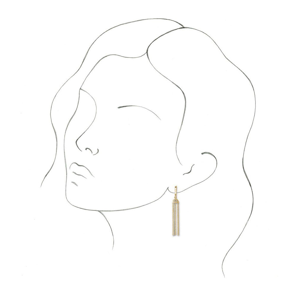 Alternate view of the 14K Yellow Gold Hinged Hoop Chain Tassel Earrings, 53mm by The Black Bow Jewelry Co.