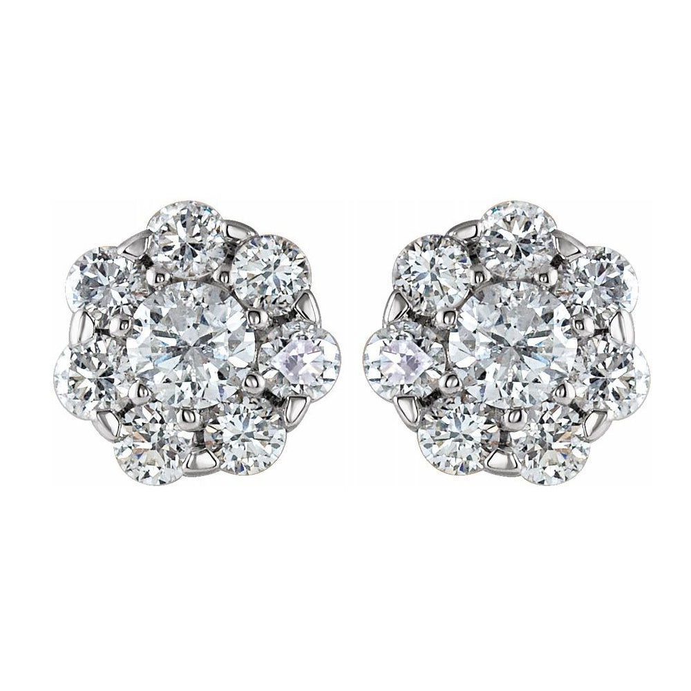 14K White Gold 3/8 CTW Diamond Cluster Stud Earrings, 5.5mm Diameter, Item E18524 by The Black Bow Jewelry Co.