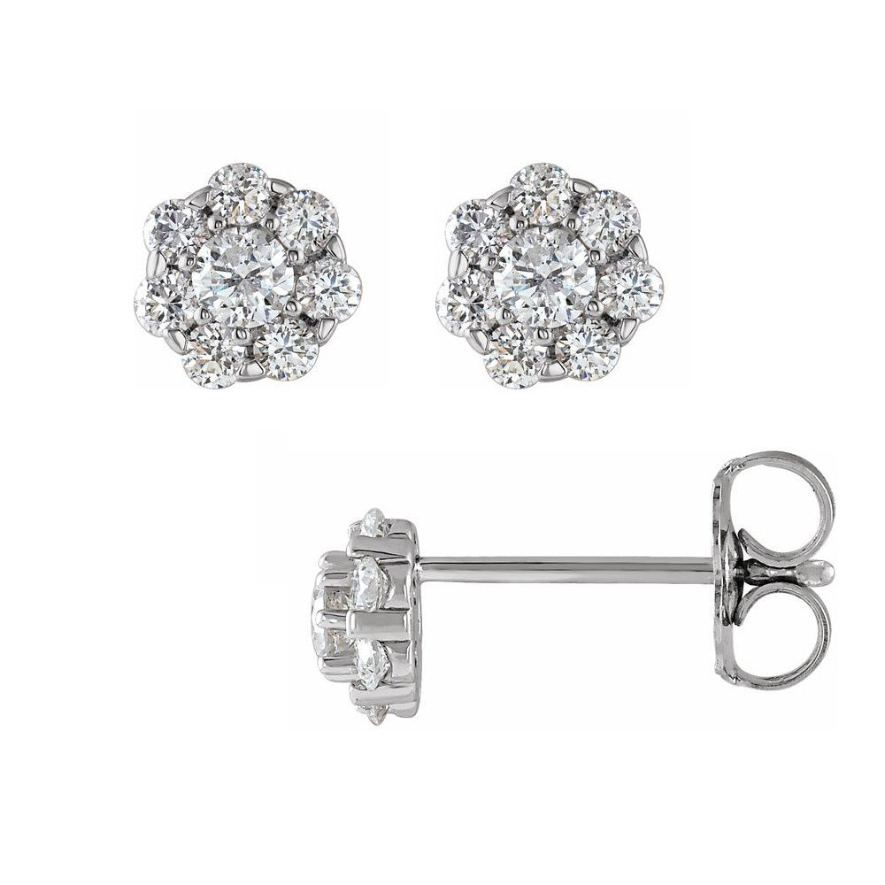 Alternate view of the 14K White Gold 3/8 CTW Diamond Cluster Stud Earrings, 5.5mm Diameter by The Black Bow Jewelry Co.