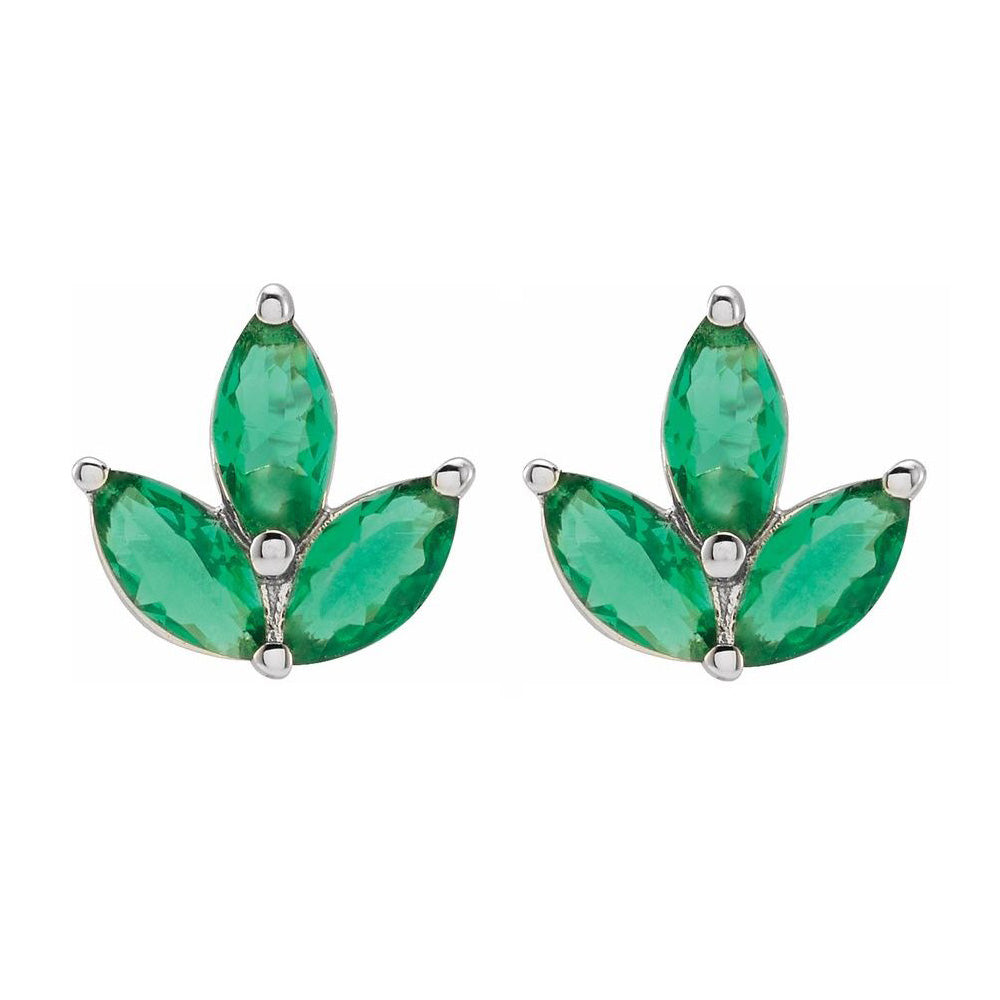 14K Yellow or White Gold Natural Emerald Cluster Earrings, 8 x 8.25mm, Item E18533 by The Black Bow Jewelry Co.