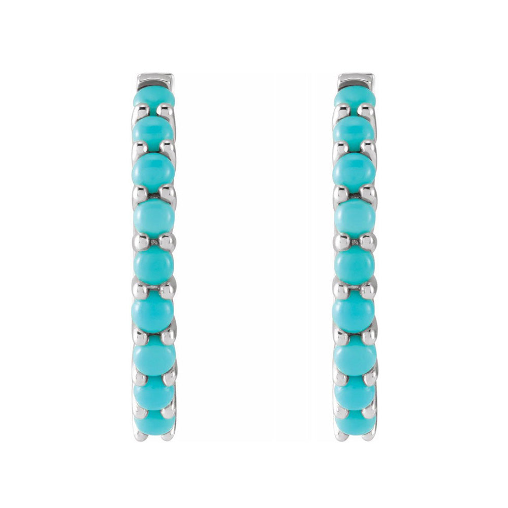 14K Yellow or White Gold Turquoise Hinged Huggie Hoop Earrings, 2x12mm, Item E18534 by The Black Bow Jewelry Co.