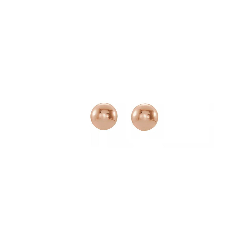 Alternate view of the 3mm 14K Rose Gold Polished Hollow Ball Post Earrings by The Black Bow Jewelry Co.