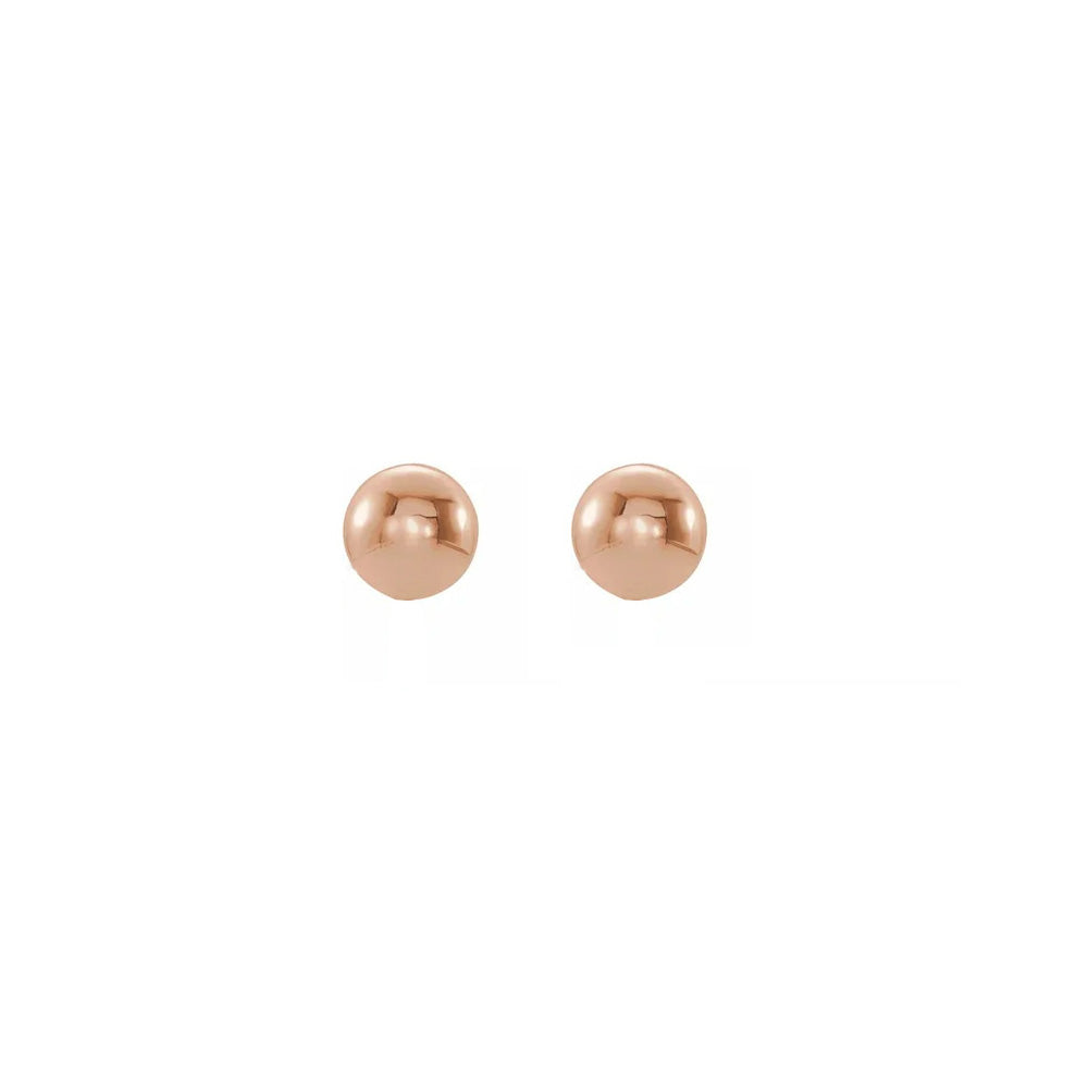 Alternate view of the 4mm 14K Rose Gold Polished Hollow Ball Post Earrings by The Black Bow Jewelry Co.
