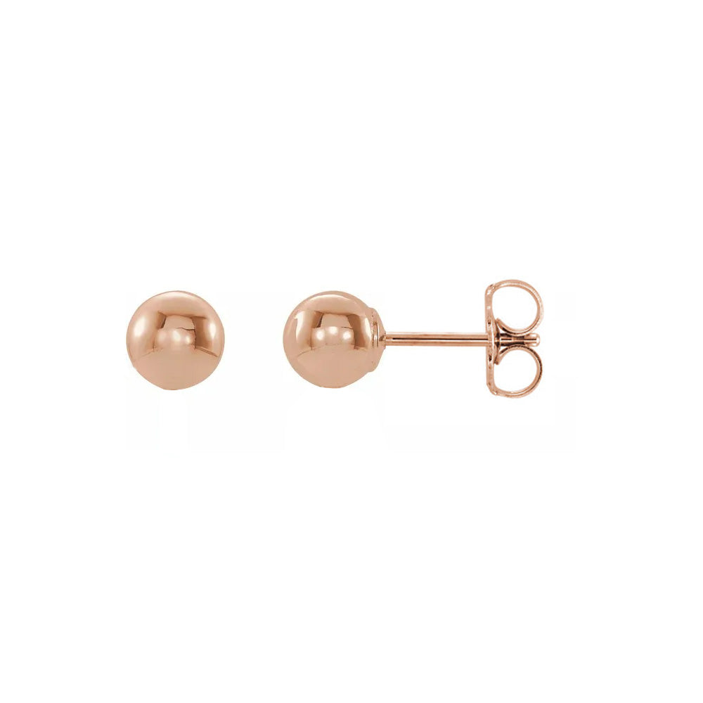 5mm 14K Rose Gold Polished Hollow Ball Post Earrings, Item E18544-5 by The Black Bow Jewelry Co.