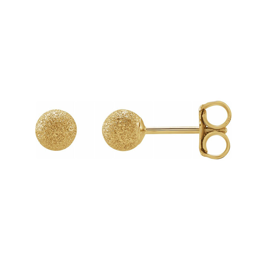 4mm 14K Yellow Gold Stardust Hollow Ball Stud Earrings, Item E18548-4 by The Black Bow Jewelry Co.