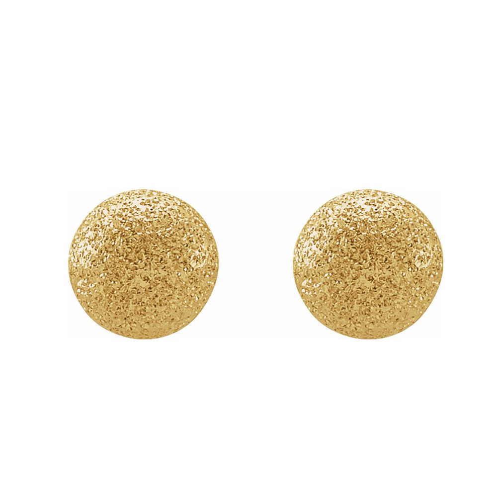 Alternate view of the 4mm 14K Yellow Gold Stardust Hollow Ball Stud Earrings by The Black Bow Jewelry Co.