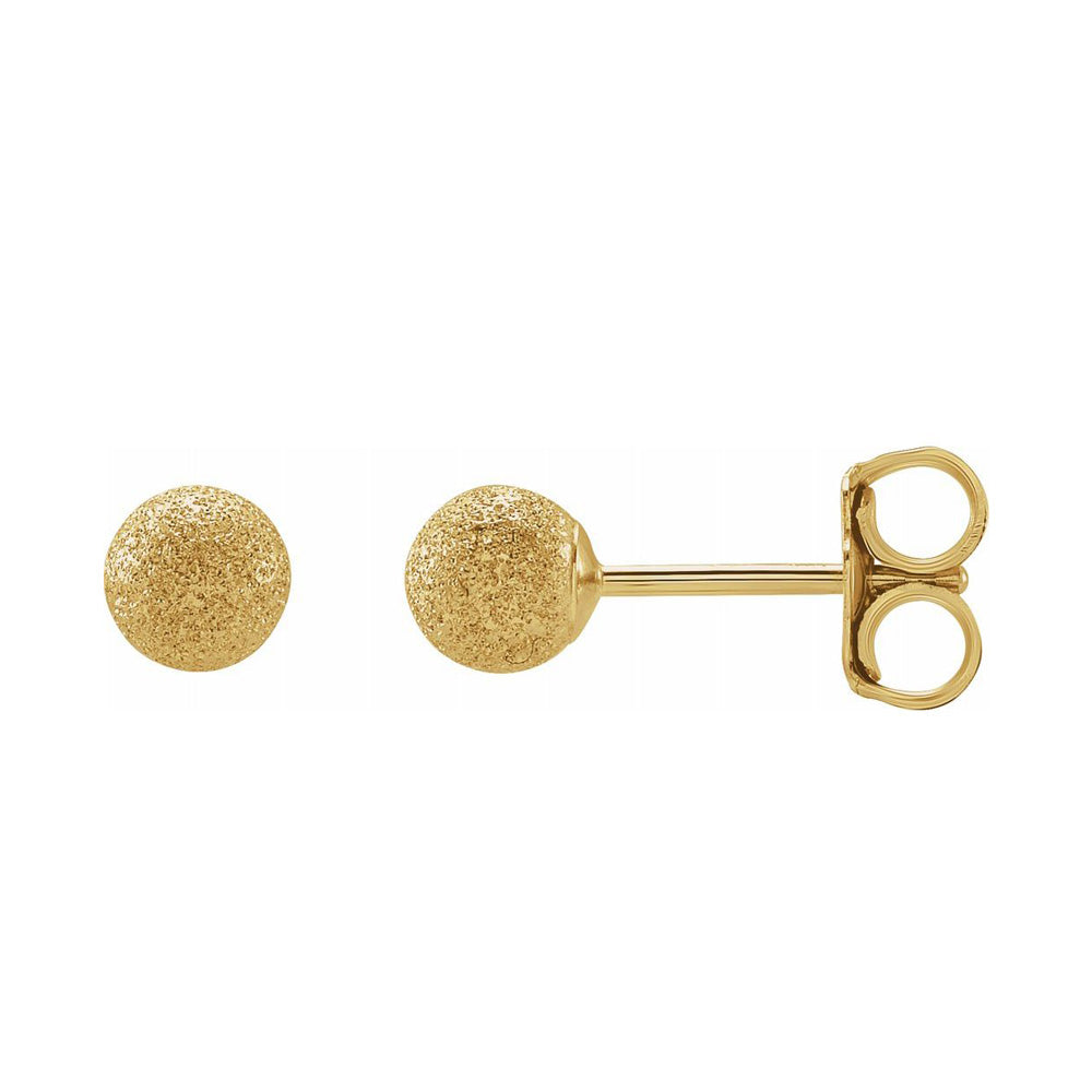 14K Yellow Gold Stardust Hollow Ball Stud Earrings, 4mm or 6mm, Item E18548 by The Black Bow Jewelry Co.